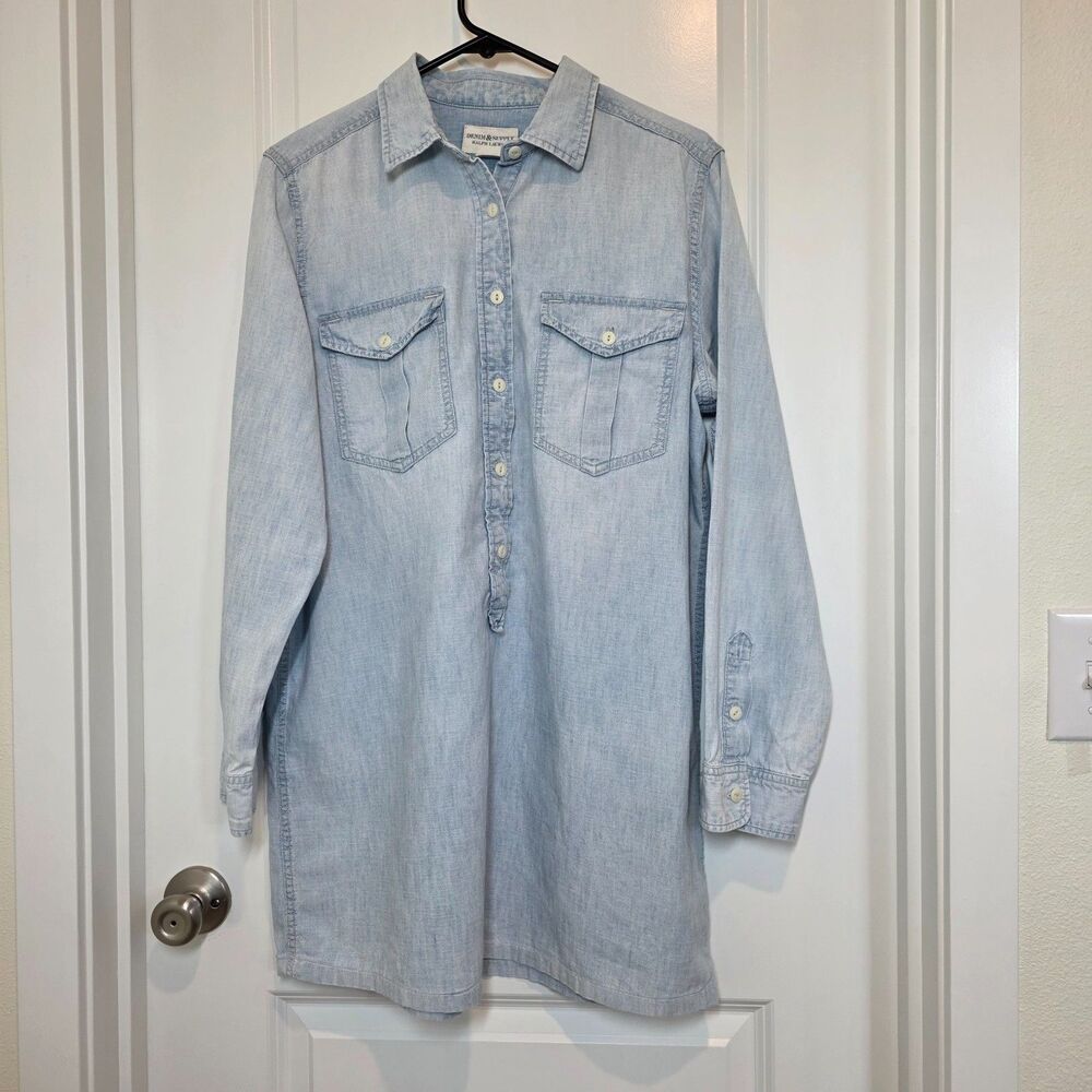 Ralph Lauren Denim & Supply Chambray Tunic Shirt Dress Sz XL Americana Western